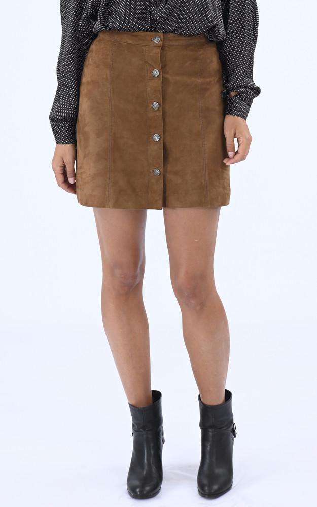 la canadienne Jupe trapèze velours tabac