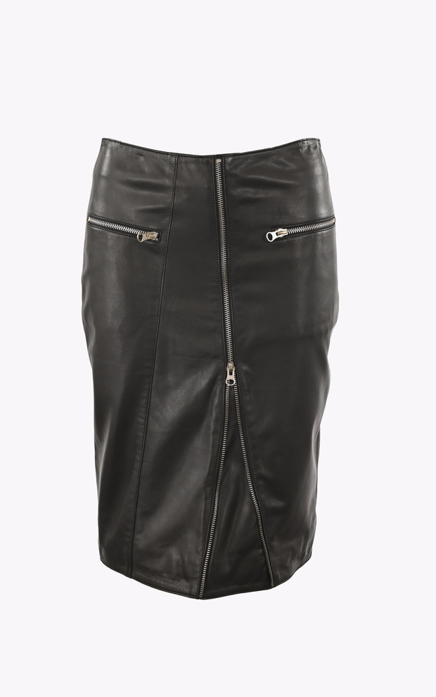 La Canadienne Jupe Zippée Cuir Noir