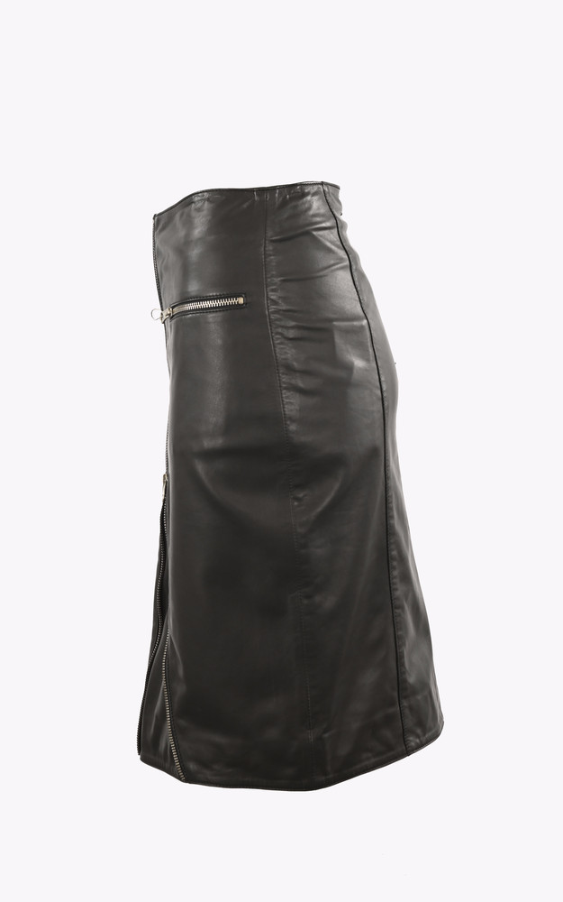 La Canadienne Jupe Zippée Cuir Noir