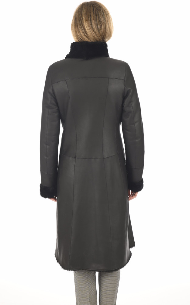 La Canadienne Long Manteau Agneau Noir
