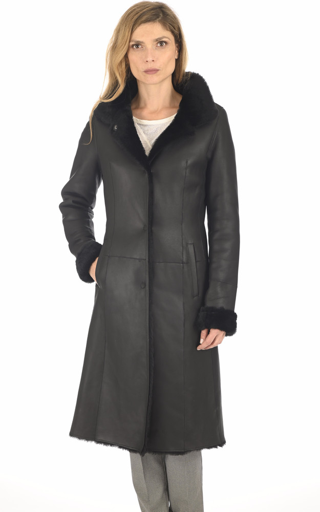 la canadienne Long manteau agneau noir