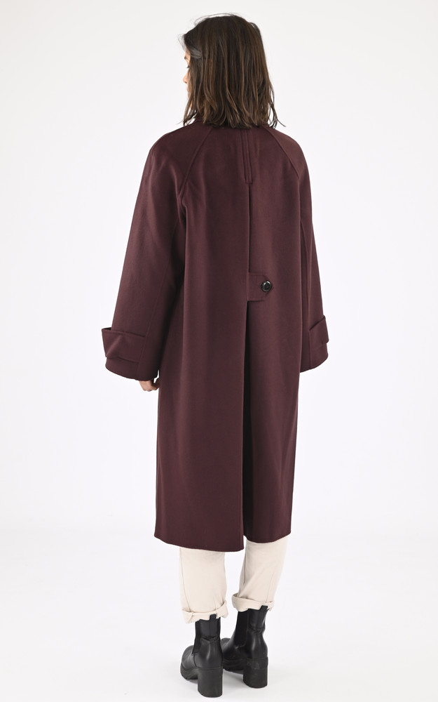 La Canadienne Long Manteau Laine Marly Prune