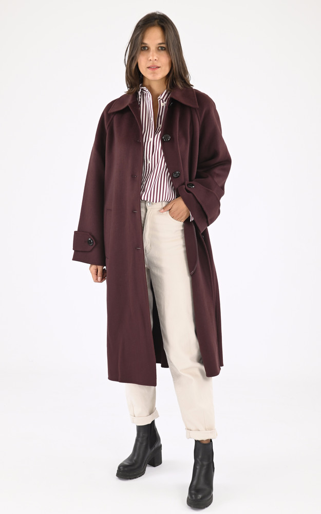 la canadienne Long manteau laine Marly Prune