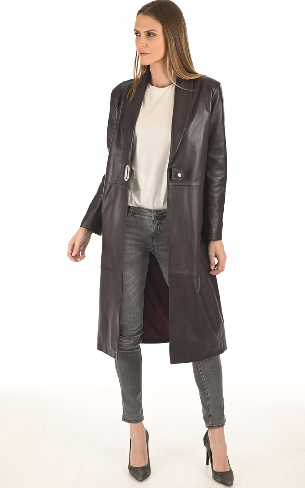 La Canadienne Longue Veste Agneau Lie De Vin