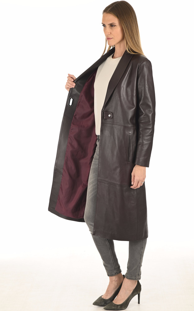 La Canadienne Longue Veste Agneau Lie De Vin