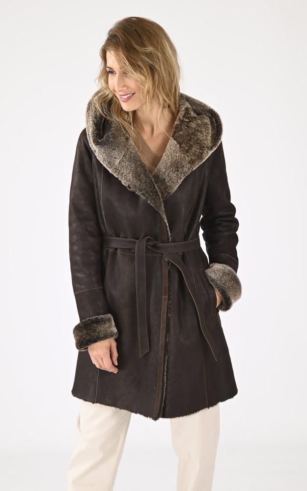 la canadienne Manteau agneau merinillo marron