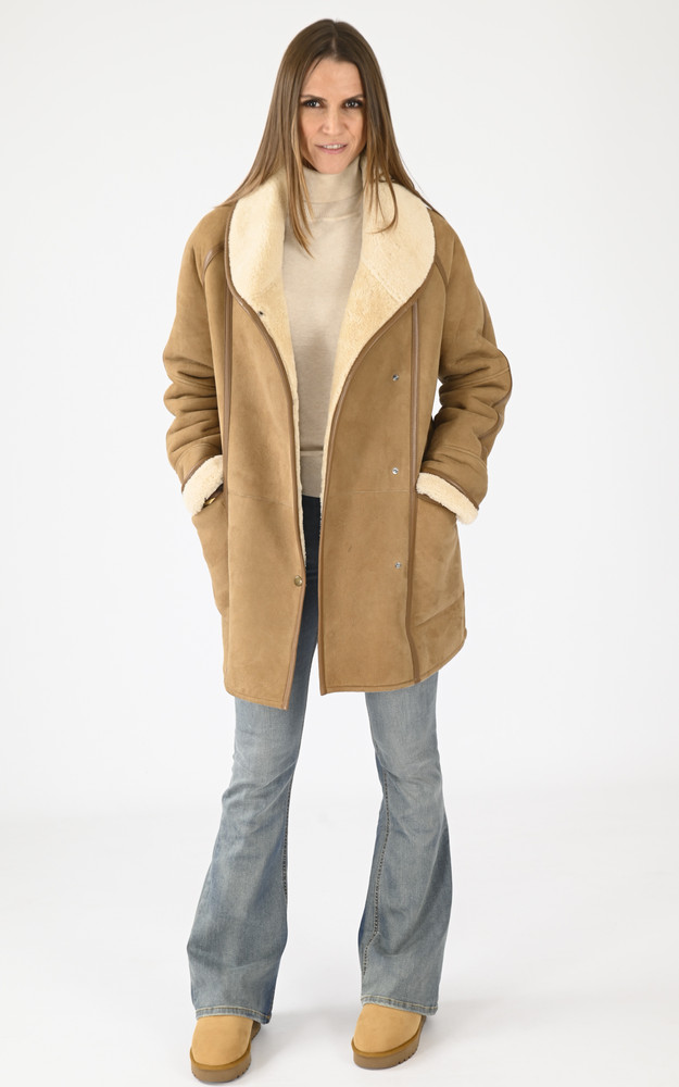 La Canadienne Manteau Agneau Velours Camel