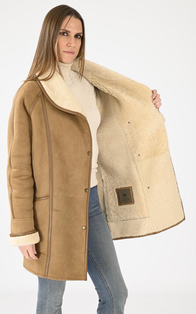 La Canadienne Manteau Agneau Velours Camel