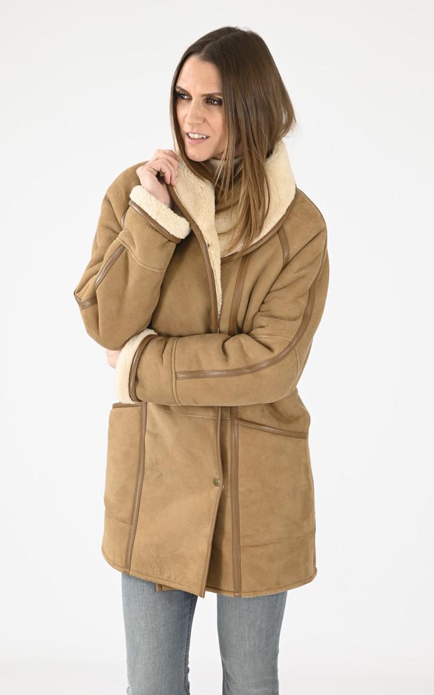 la canadienne Manteau agneau velours camel