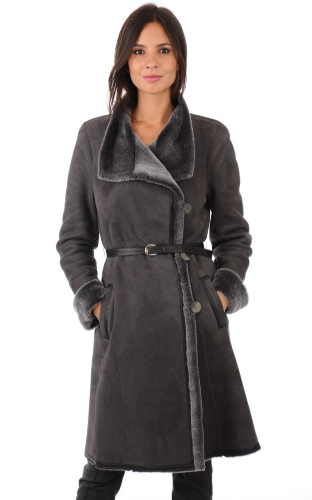 La Canadienne Manteau Agneau Velours Gris