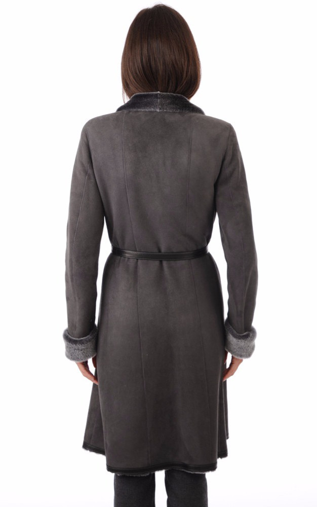 La Canadienne Manteau Agneau Velours Gris