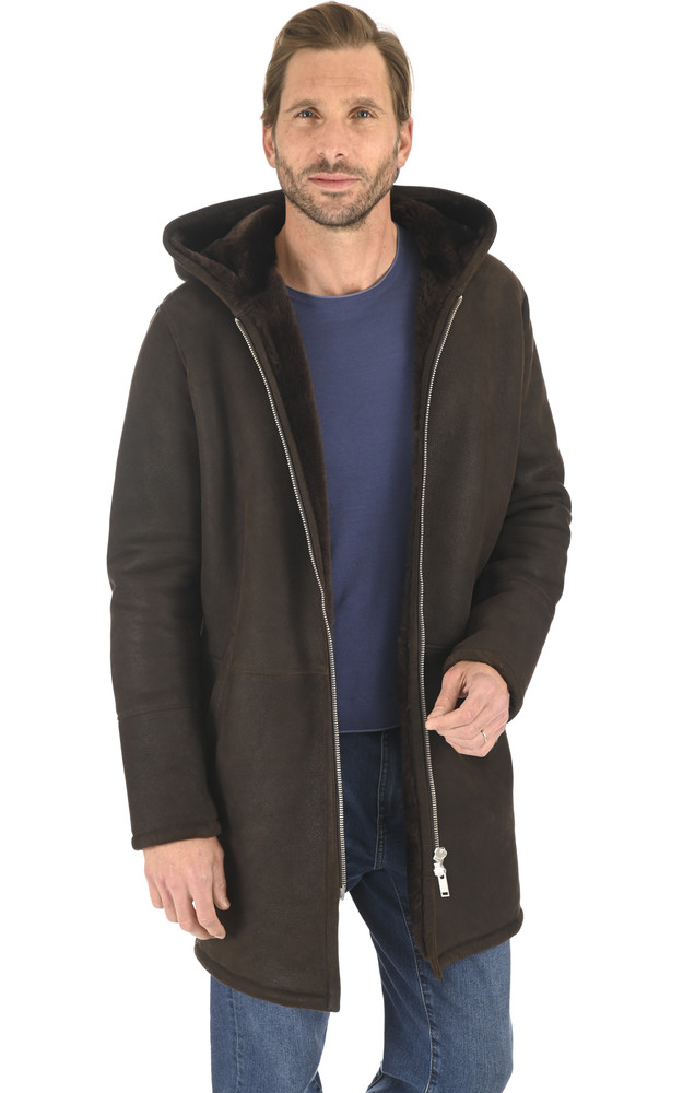 la canadienne Manteau capuche mérinos marron