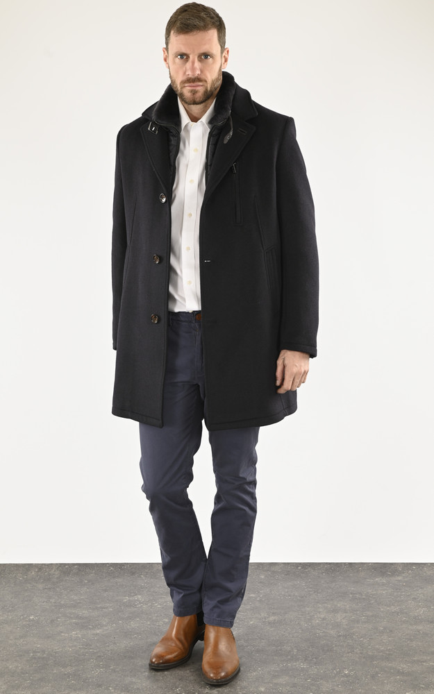 La Canadienne Manteau Chic Laine Bleu Marine