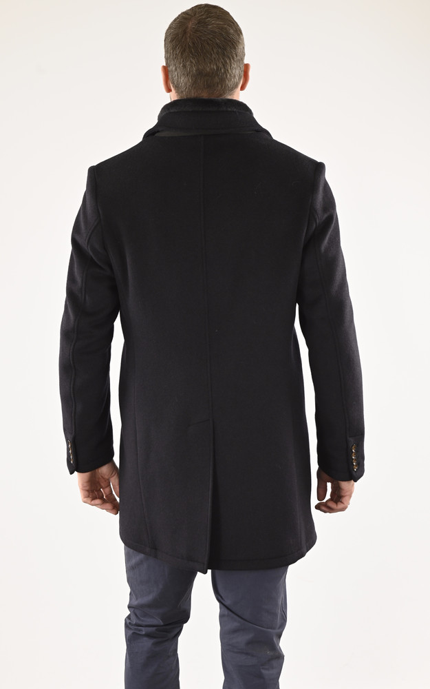 La Canadienne Manteau Chic Laine Bleu Marine