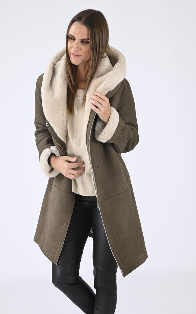 la canadienne Manteau confort agneau velours taupe