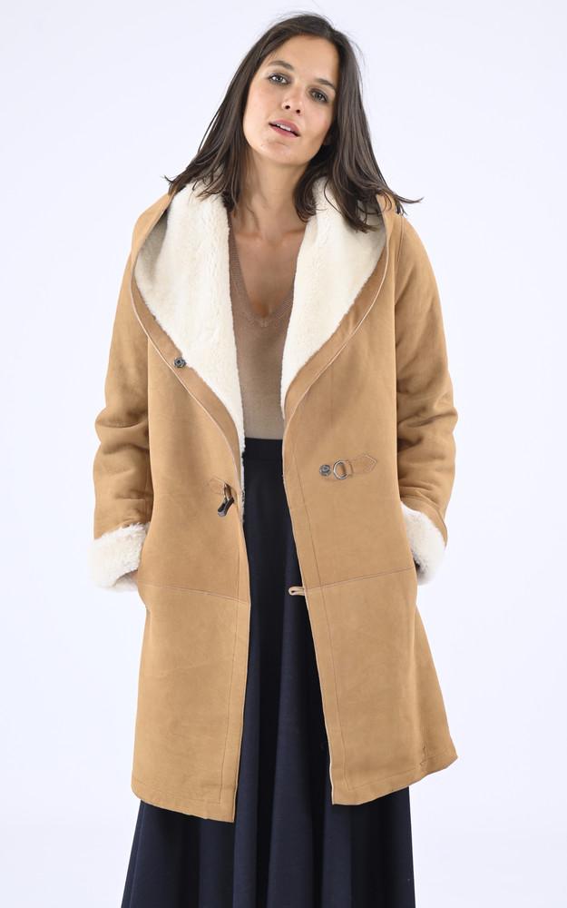 la canadienne Manteau confortable agneau cognac