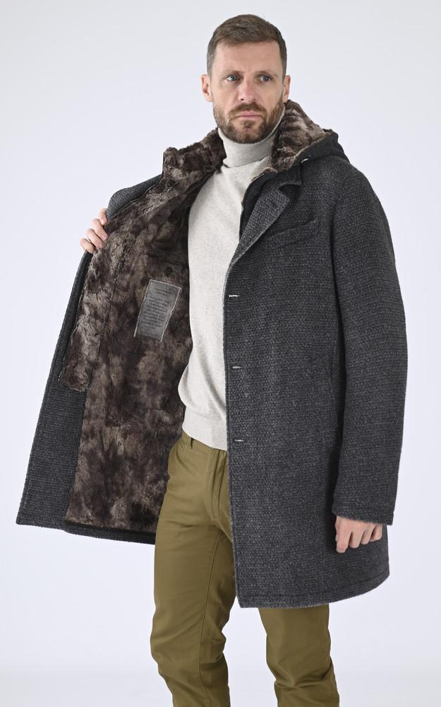 La Canadienne Manteau Laine Chevrons Gris