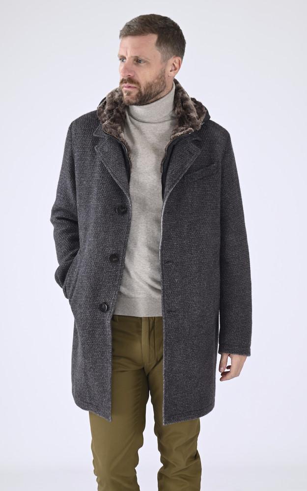 la canadienne Manteau laine chevrons gris