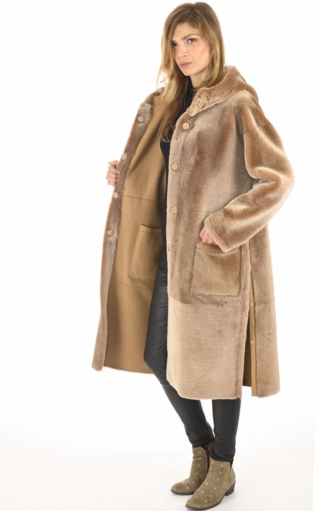 La Canadienne Manteau Long Réversible Mérinos Miel