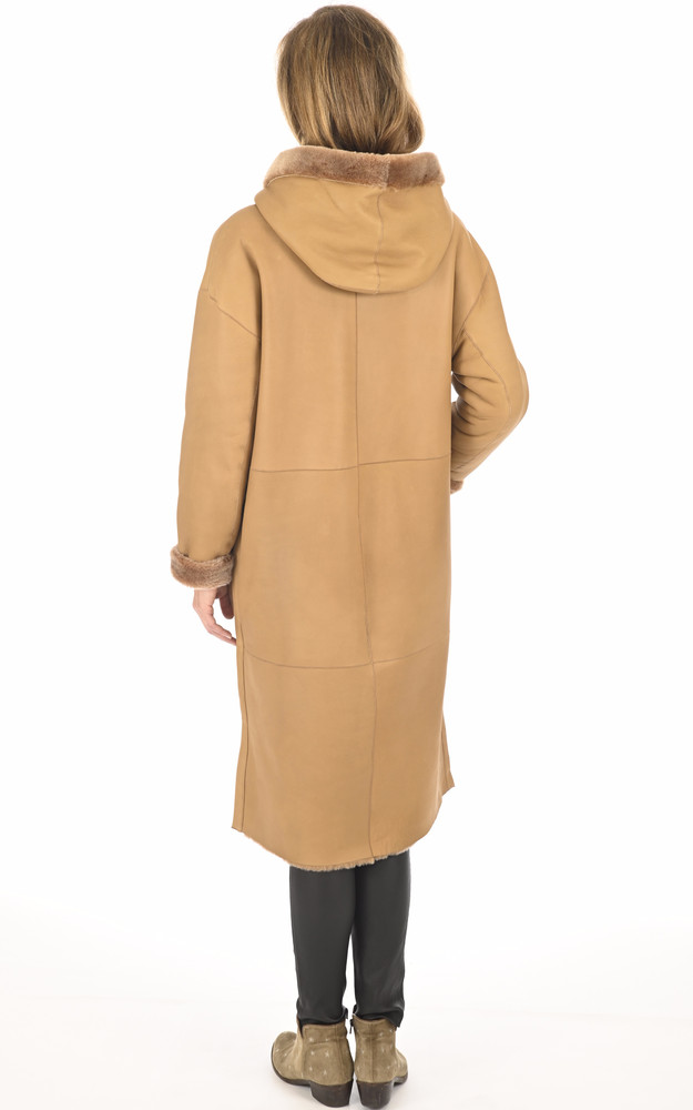 La Canadienne Manteau Long Réversible Mérinos Miel
