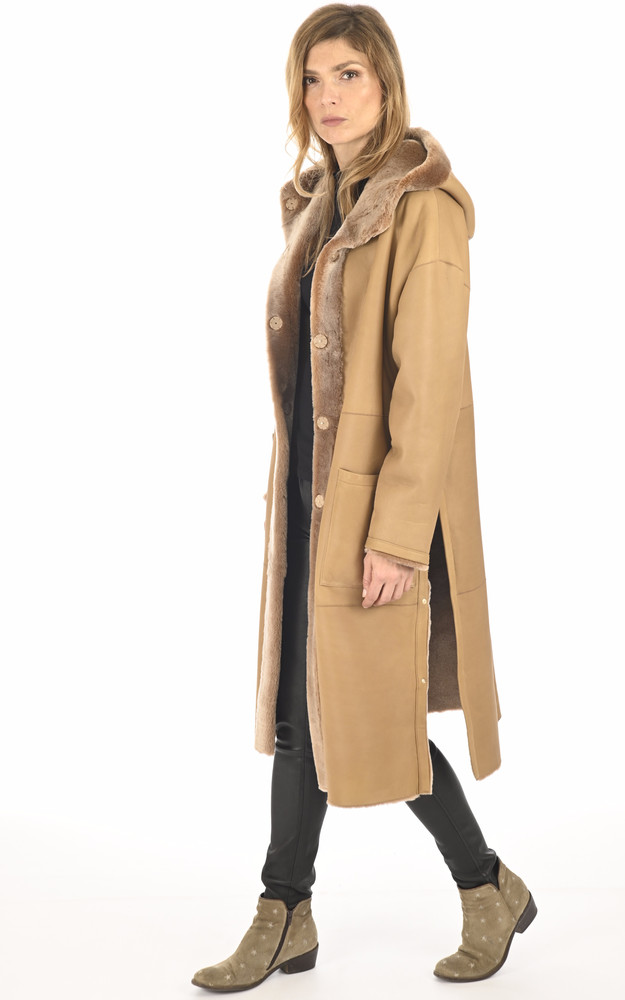 la canadienne Manteau long réversible mérinos miel