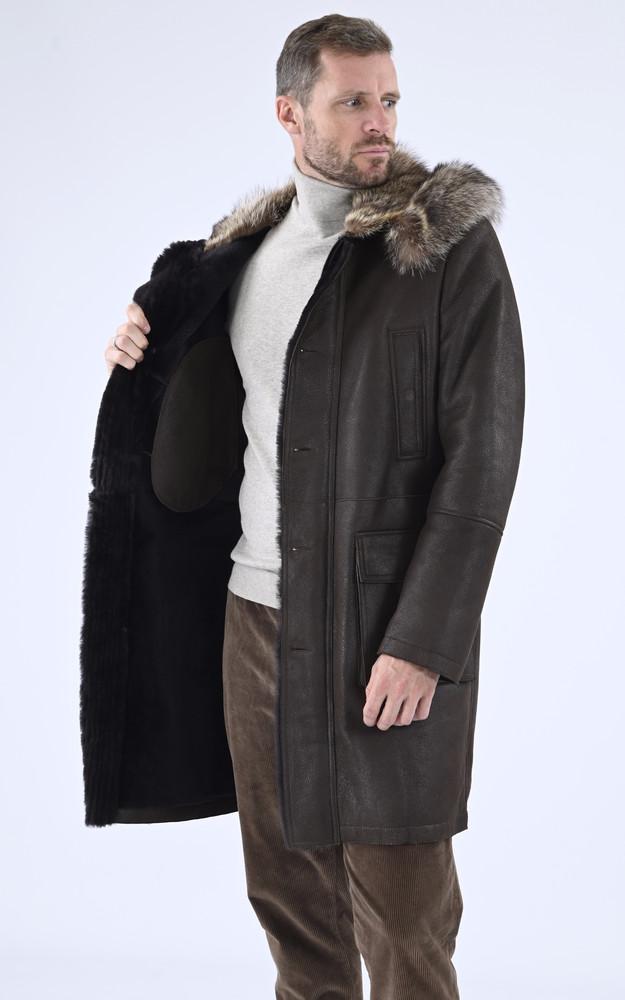 La Canadienne Manteau Mérinos Et Marmotte Marron