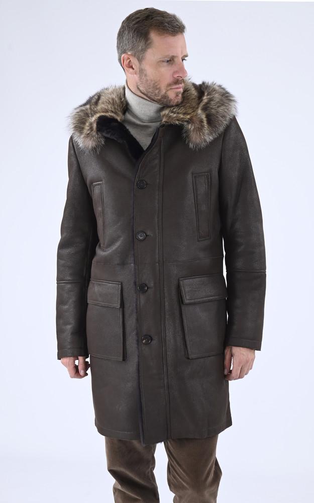 la canadienne Manteau mérinos et marmotte marron