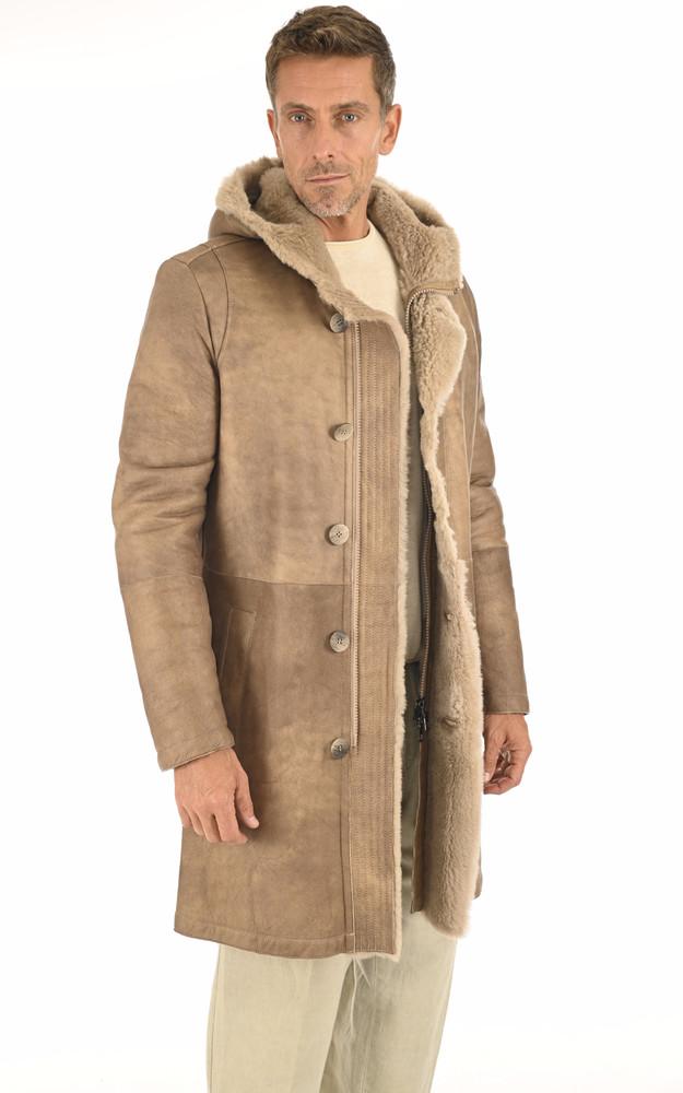 la canadienne Manteau peau lainée agneau beige