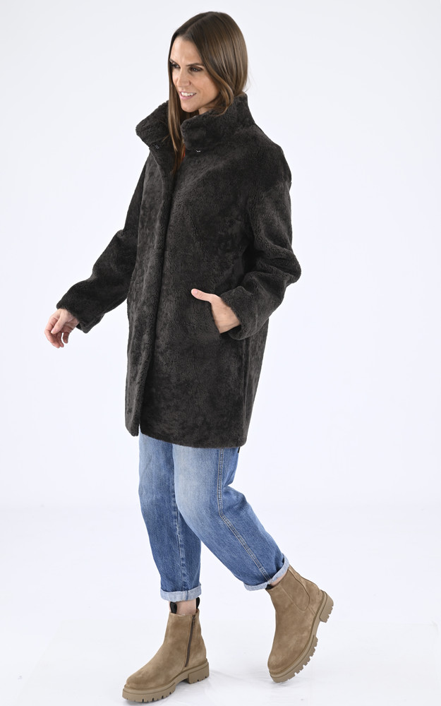 La Canadienne Manteau Peau Lainée Café