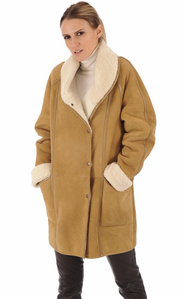 La Canadienne Manteau Peau Lainée Camel