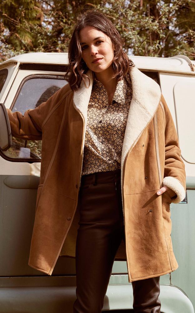 la canadienne Manteau peau lainée camel