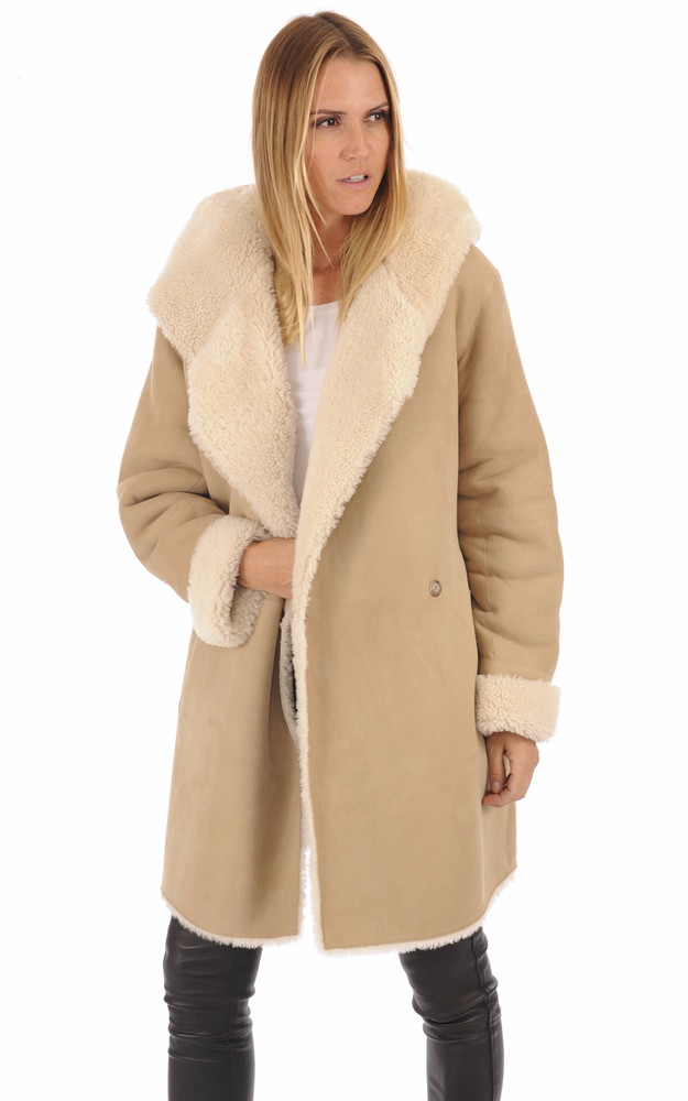 La Canadienne Manteau Peau Lainée Floride Beige