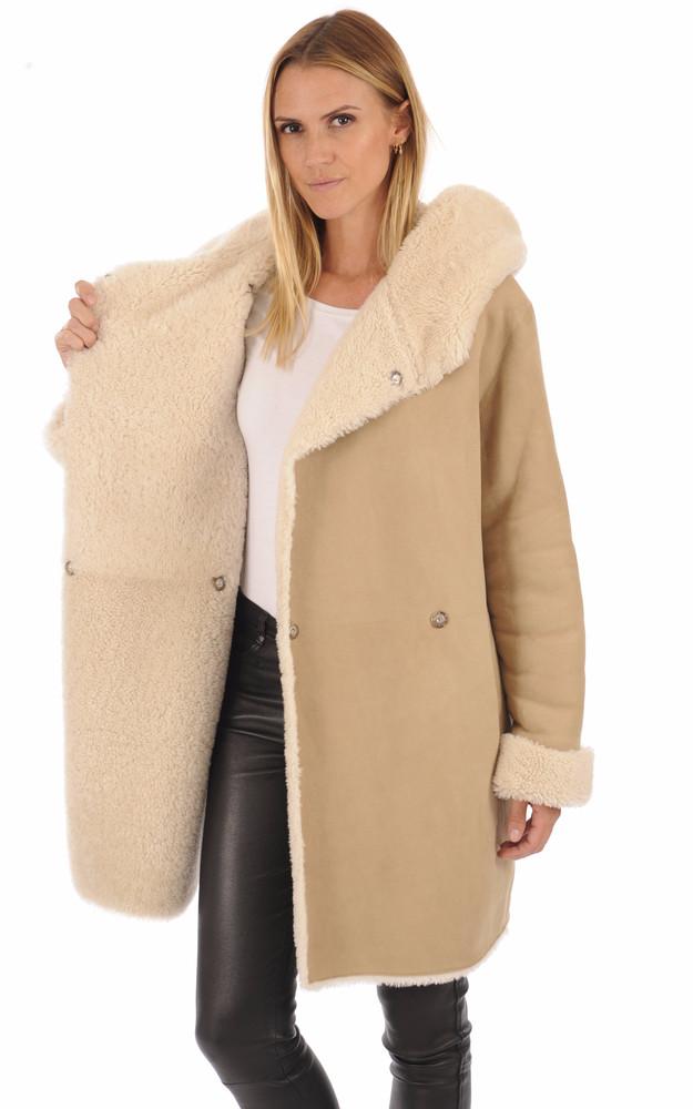 La Canadienne Manteau Peau Lainée Floride Beige