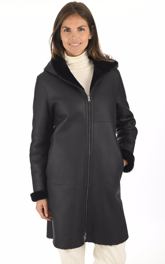 La Canadienne Manteau Peau Lainée Marine