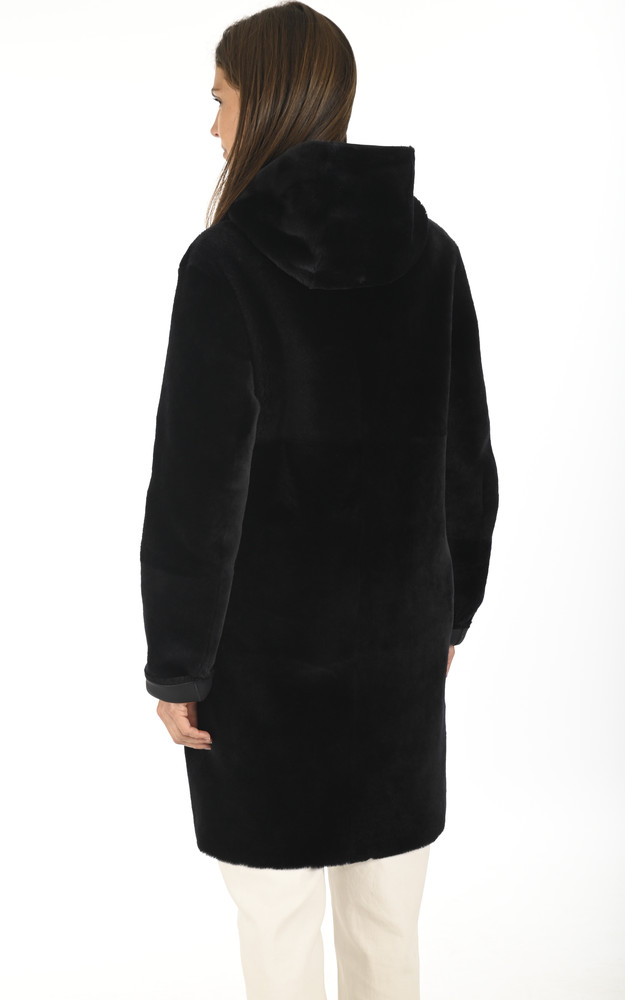 La Canadienne Manteau Peau Lainée Marine