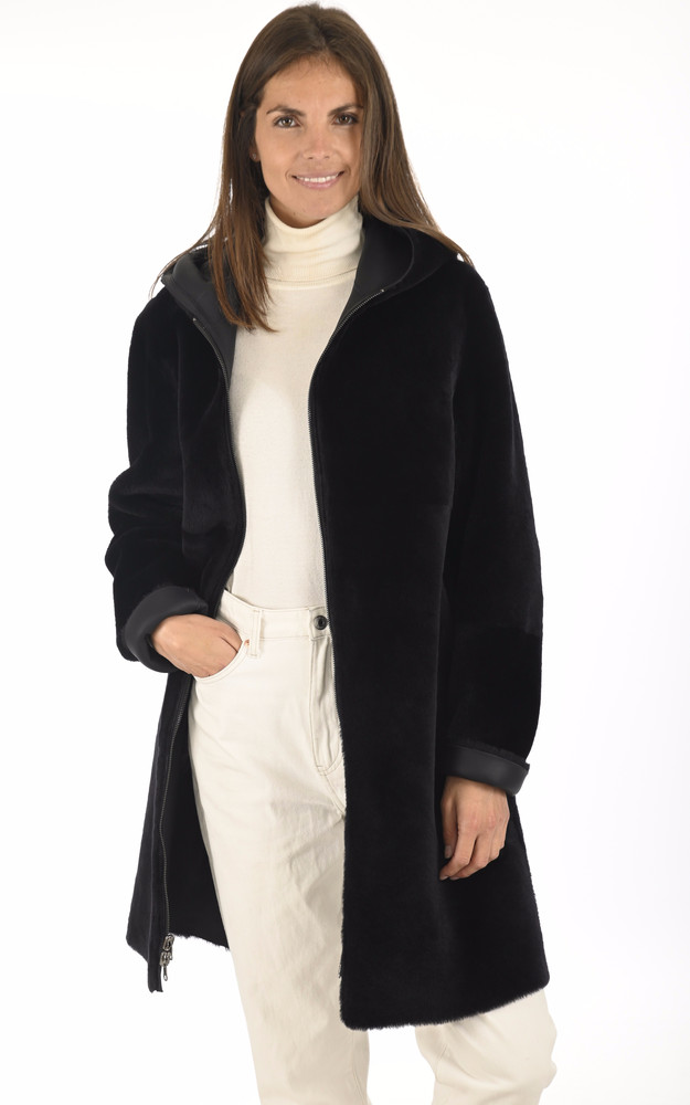 la canadienne Manteau peau lainée marine