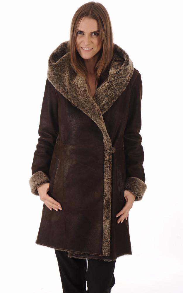 La Canadienne Manteau Peau Lainée Marron