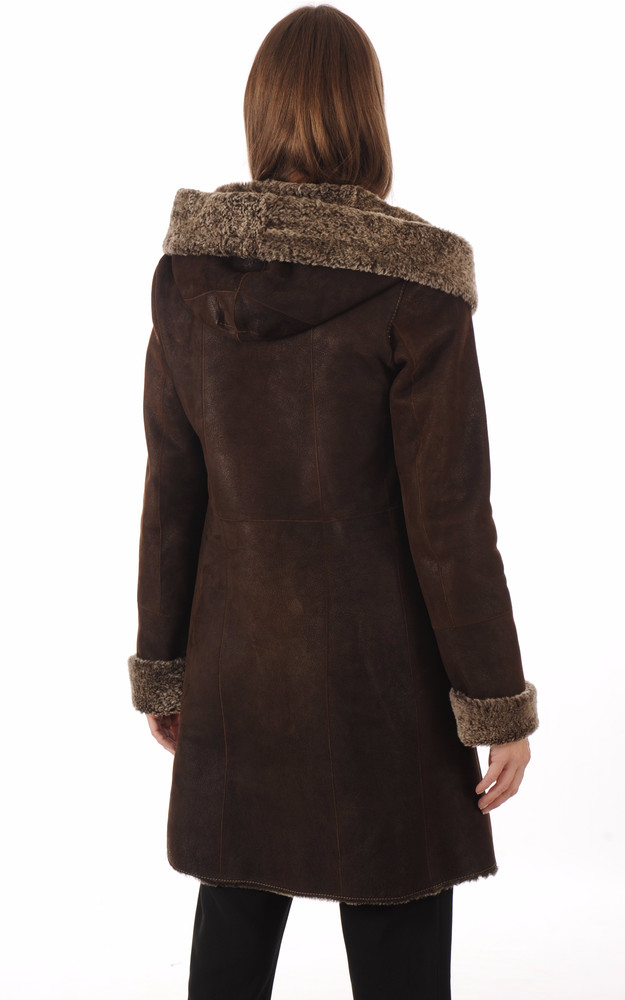 La Canadienne Manteau Peau Lainée Marron