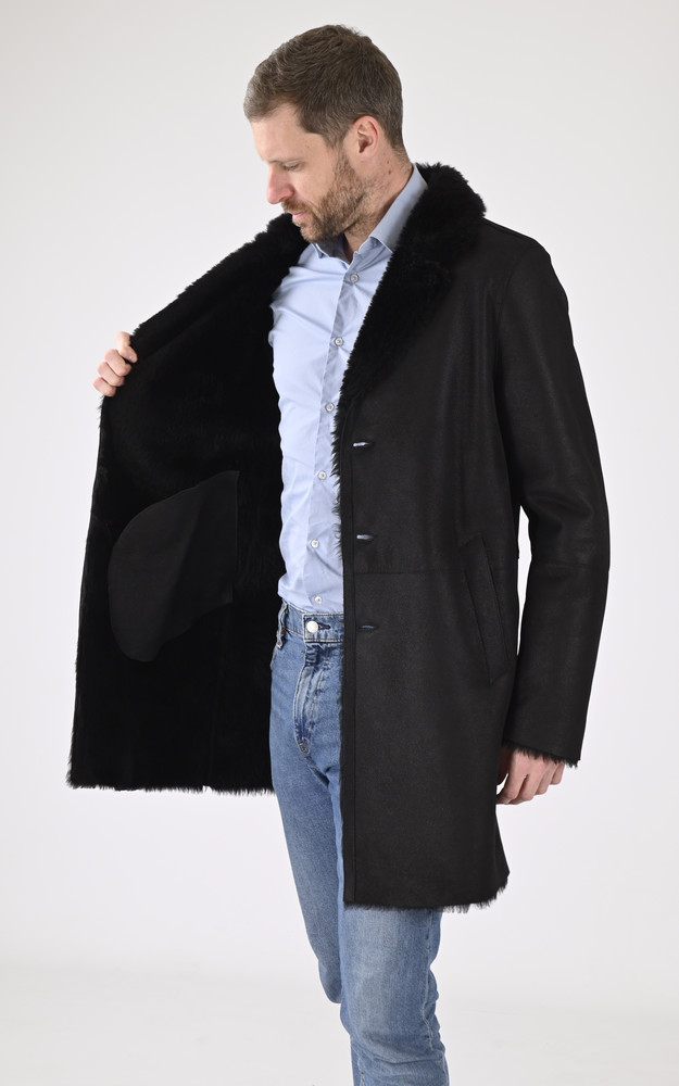 La Canadienne Manteau Redingote Agneau Noir