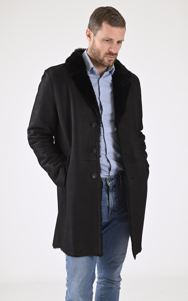 la canadienne Manteau redingote agneau noir