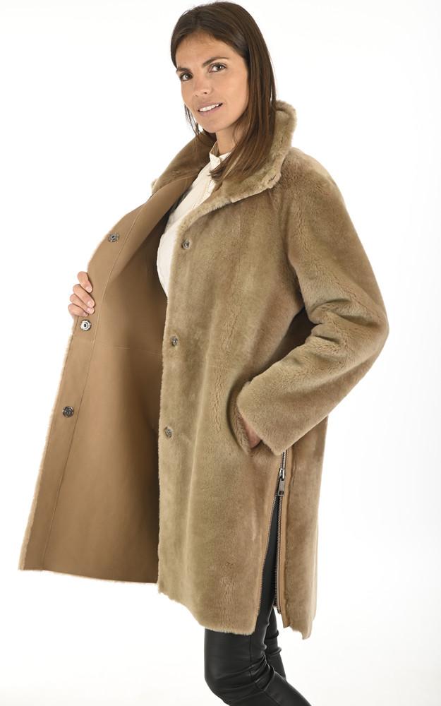 La Canadienne Manteau Réversible Agneau Caramel