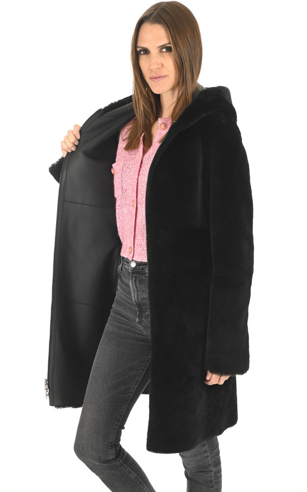 La Canadienne Manteau Réversible Agneau Noir