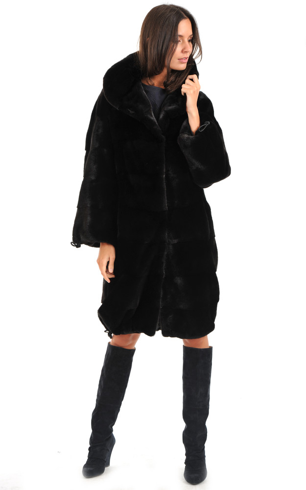 La Canadienne Manteau Vison Pleine Peau Noir