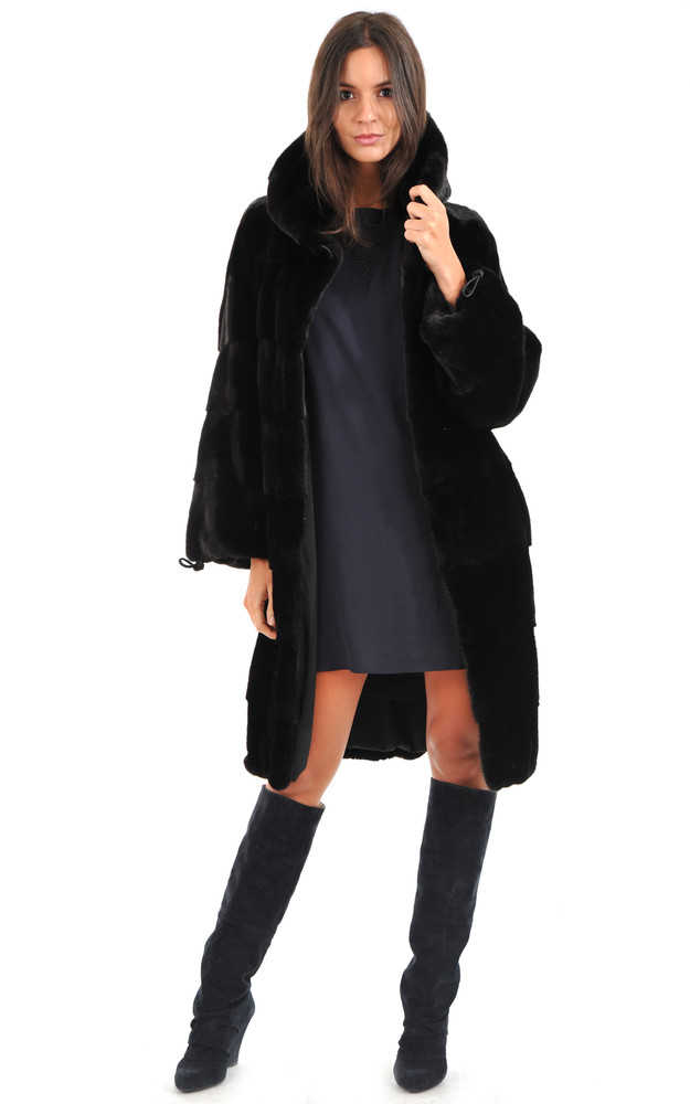 la canadienne Manteau Vison Pleine Peau Noir