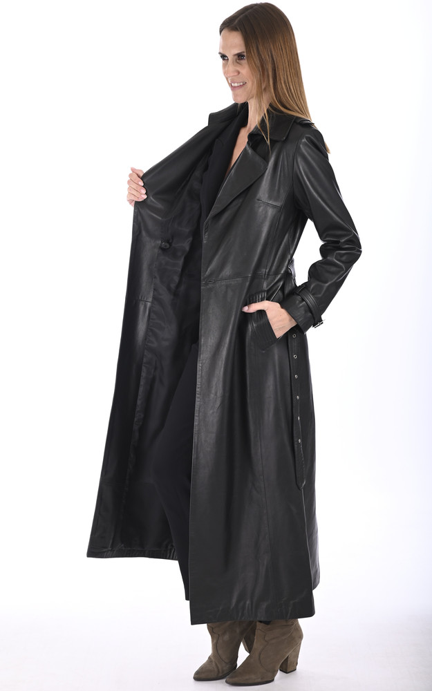 La Canadienne Maxi Trench Agneau Noir