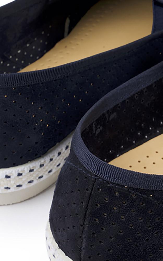 La Canadienne Mocassins Cuir Velours Bleu Marine