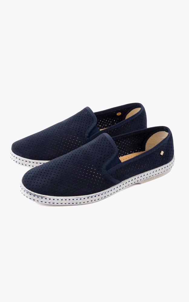 la canadienne Mocassins cuir velours bleu marine