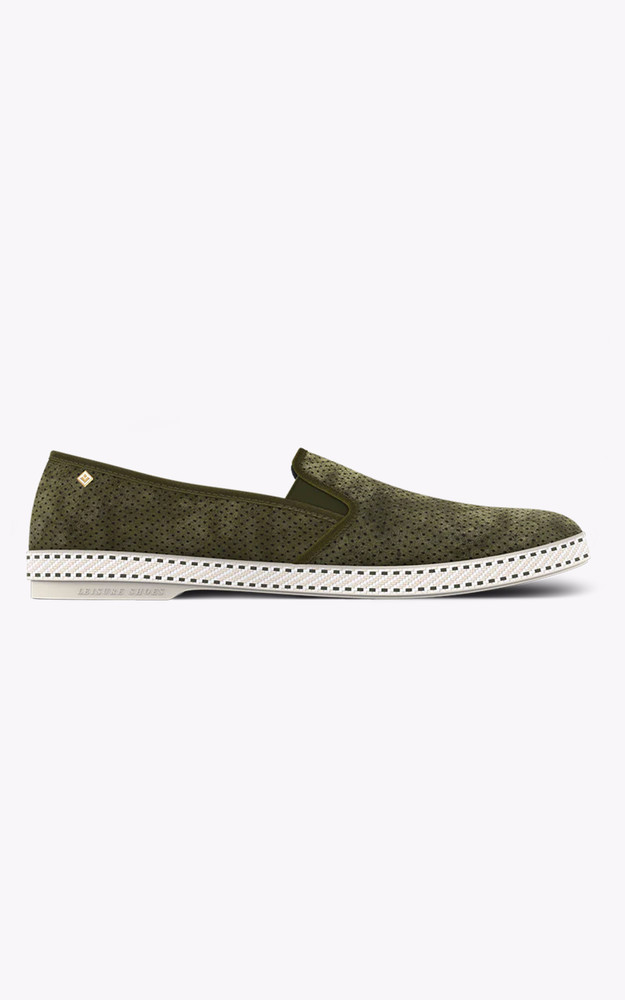 La Canadienne Mocassins Cuir Velours Kaki