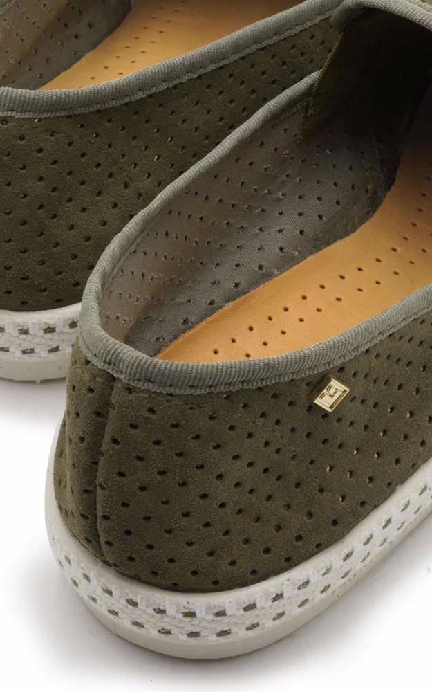 La Canadienne Mocassins Cuir Velours Kaki