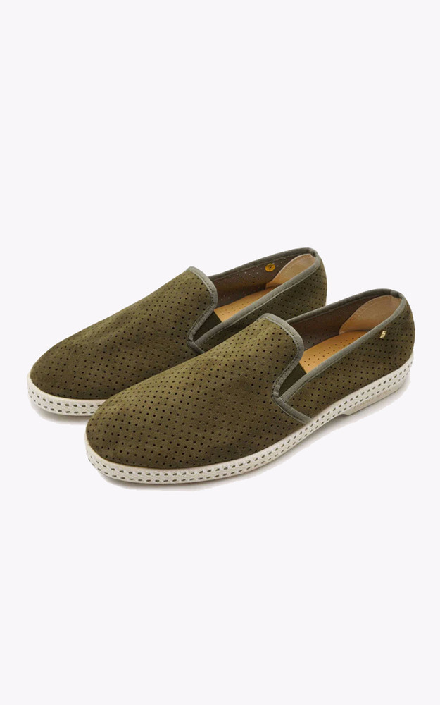 la canadienne Mocassins cuir velours kaki